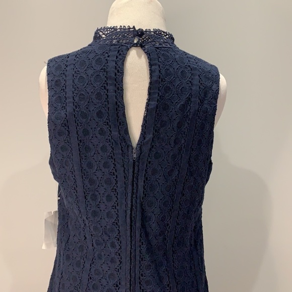NWT- Jodi Kristopher Navy High Neck Crochet/Lace Dress - Picture 4 of 7